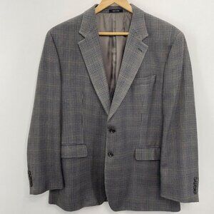 Chaps Ralph Lauren Sport Coat Blazer 100% Silk Plaid Houndstooth Gray Mens 44R